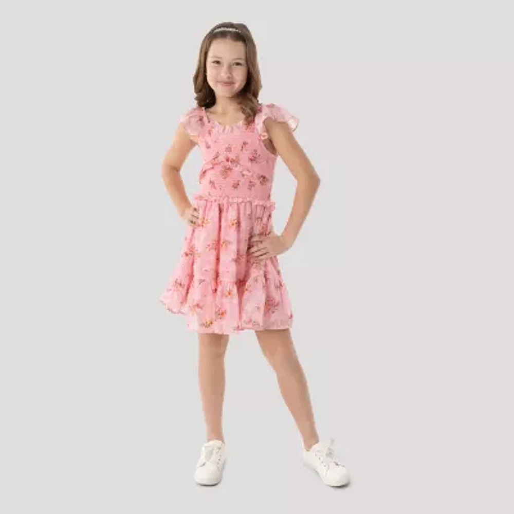 Rare Editions Big Girls Short Sleeve Flutter A-Line Dress