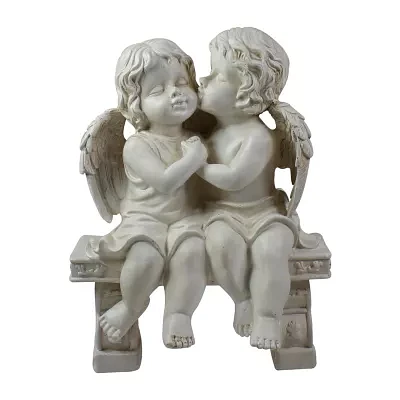 Northlight 9.75in Kissing Cherubs Sittiing On Bench Not Applicable Yard Art