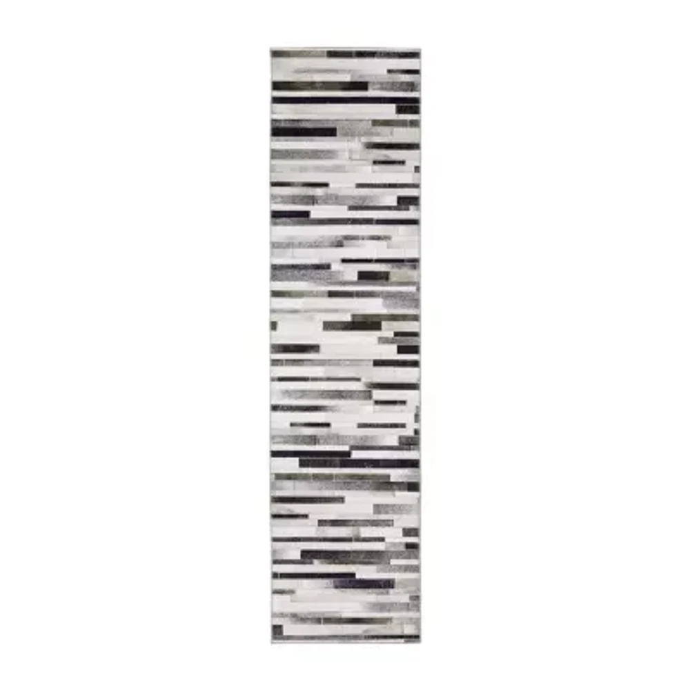 Covington Home Marcel Faux Hide Geo Stripes 24"X96" Indoor Rectangular Runner