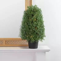 Northlight 18in Pre-Lit Boxwood With Round Pot Artificial Plant