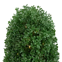 Northlight 18in Pre-Lit Boxwood With Round Pot Artificial Plant