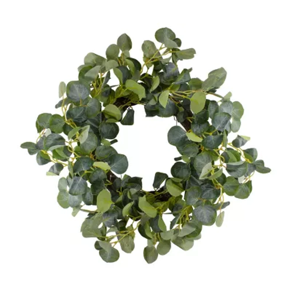 Northlight 20in Eucalyptus Leaves Botanical Green Wreath