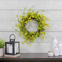 Northlight 20in Forsythia And Leaves Yellow Wreath