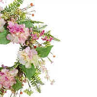 Northlight 20in Hydrangea Berry And Fern Pink Wreath