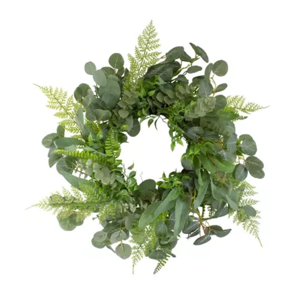 Northlight 24in Mixed Foliage Green Wreath