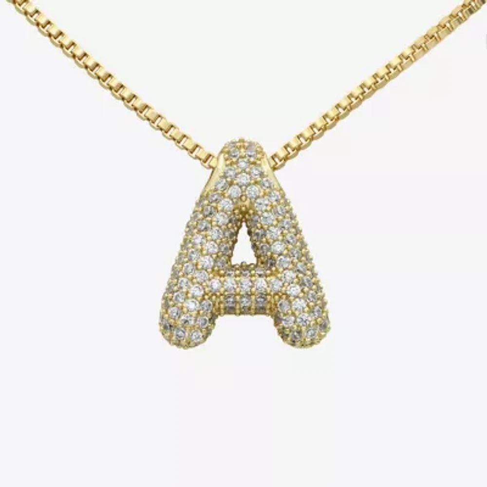 Bijoux Bar Gold Tone Womens Cubic Zirconia 14K Over Brass Pendant Necklaces