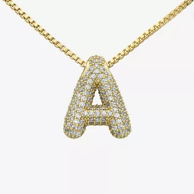 Bijoux Bar Gold Tone Womens Cubic Zirconia 14K Over Brass Pendant Necklaces