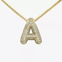Bijoux Bar Gold Tone Womens Cubic Zirconia 14K Over Brass Pendant Necklaces