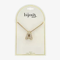 Bijoux Bar Gold Tone Womens Cubic Zirconia 14K Over Brass Pendant Necklaces