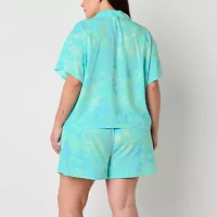 Sleep Chic Womens Plus Short Sleeve 2-pc. Pajama Sets