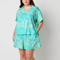 Sleep Chic Womens Plus Short Sleeve 2-pc. Pajama Sets