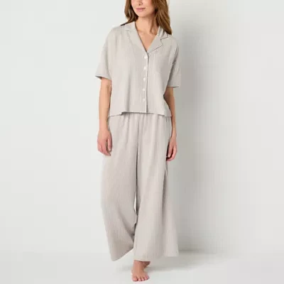 Liz Claiborne Womens 2-pc. Short Sleeve Capri Pajama Set