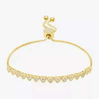 Sparkle Allure Crystal 14K Gold Over Brass Box Heart Bolo Bracelet