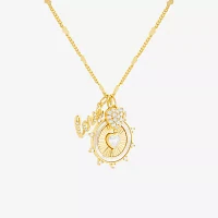 Sparkle Allure Cubic Zirconia 14K Gold Over Brass 18 Inch Heart Pendant Necklace