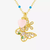 Sparkle Allure Cubic Zirconia 14K Gold Over Brass 18 Inch Butterfly Pendant Necklace