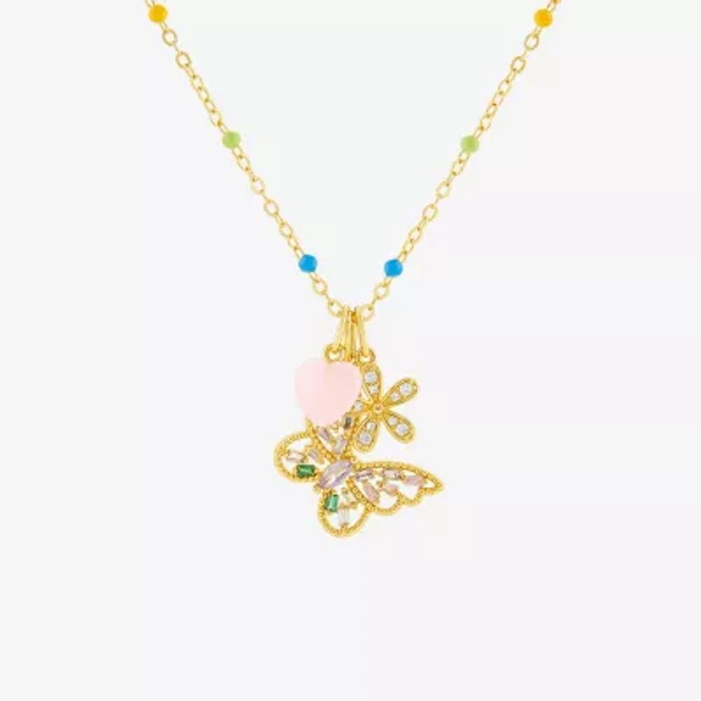 Sparkle Allure Cubic Zirconia 14K Gold Over Brass 18 Inch Butterfly Pendant Necklace