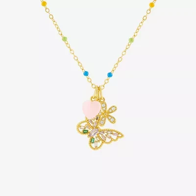 Sparkle Allure Cubic Zirconia 14K Gold Over Brass 18 Inch Butterfly Pendant Necklace