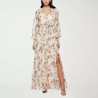 Premier Amour Womens Long Sleeve Floral Maxi Dress