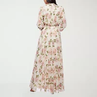 Premier Amour Womens Long Sleeve Floral Maxi Dress