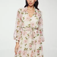 Premier Amour Womens Long Sleeve Floral Maxi Dress