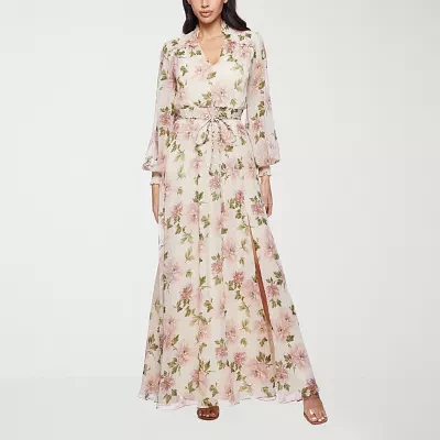 Premier Amour Womens Long Sleeve Floral Maxi Dress