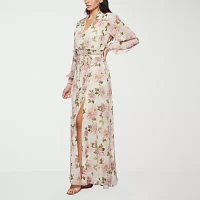 Premier Amour Womens Long Sleeve Floral Maxi Dress