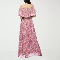 Premier Amour Off The Shoulder Womens Sleeveless Floral Maxi Dress