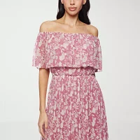 Premier Amour Off The Shoulder Womens Sleeveless Floral Maxi Dress