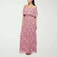 Premier Amour Off The Shoulder Womens Sleeveless Floral Maxi Dress