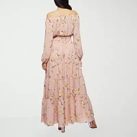 Premier Amour Off The Shoulder Womens Long Sleeve Floral Maxi Dress