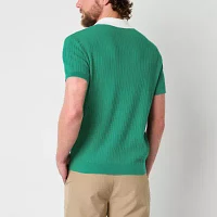 Xersion Lightweight Johnny Collar Sweater Mens Regular Fit Short Sleeve Pocket Polo Shirt