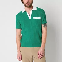 Xersion Lightweight Johnny Collar Sweater Mens Regular Fit Short Sleeve Pocket Polo Shirt