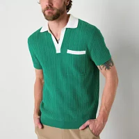 Xersion Lightweight Johnny Collar Sweater Mens Regular Fit Short Sleeve Pocket Polo Shirt