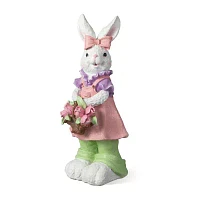 Glitzhome 17.5in Resin Bunny Girl Easter Tabletop Decor