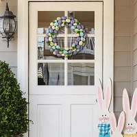 Glitzhome 18in Purple Hue Eggs Wreath