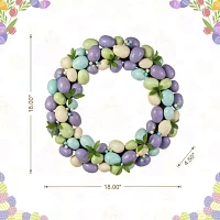 Glitzhome 18in Purple Hue Eggs Wreath