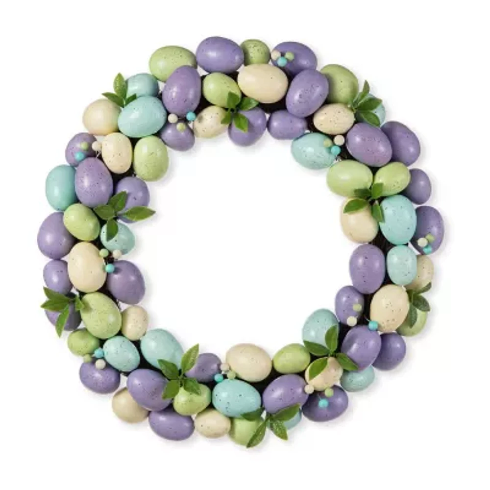 Glitzhome 18in Purple Hue Eggs Wreath