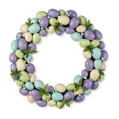 Glitzhome 18in Purple Hue Eggs Wreath