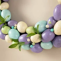 Glitzhome 18in Purple Hue Eggs Wreath