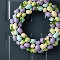 Glitzhome 18in Purple Hue Eggs Wreath