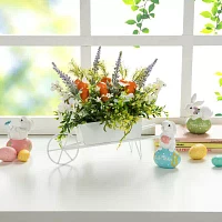 Glitzhome 12.5in Carrot Metal Wagon Easter Tabletop Decor