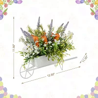 Glitzhome 12.5in Carrot Metal Wagon Easter Tabletop Decor