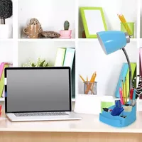 Limelights Gooseneck Organizer Desk Lamp with iPad Tablet Stand Book Holder and Charging Outlet