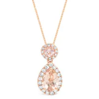 Womens 1/6 CT. T.W. Genuine Pink Morganite 10K Rose Gold Pendant Necklace