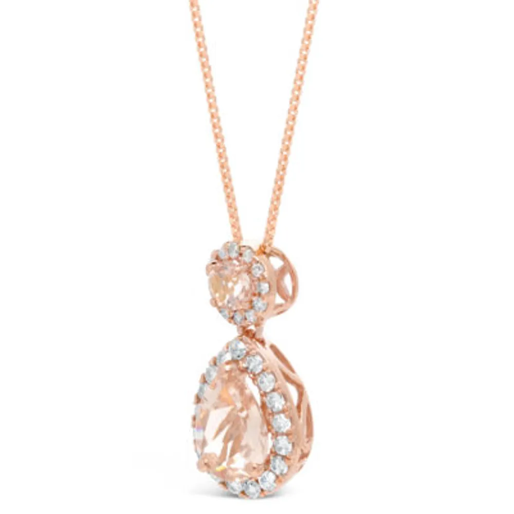 Womens Diamond Accent Genuine Pink Morganite 10K Rose Gold Heart Pendant  Necklace - JCPenney