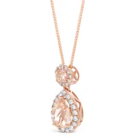 Womens 1/6 CT. T.W. Genuine Pink Morganite 10K Rose Gold Pendant Necklace