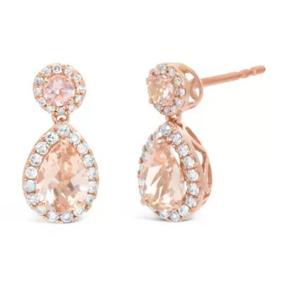 1/4 CT. T.W. Genuine Pink Morganite 10K Rose Gold 14mm Stud Earrings