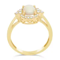 Womens 1/ CT. T.W. Genuine White Opal 10K Gold Cocktail Ring