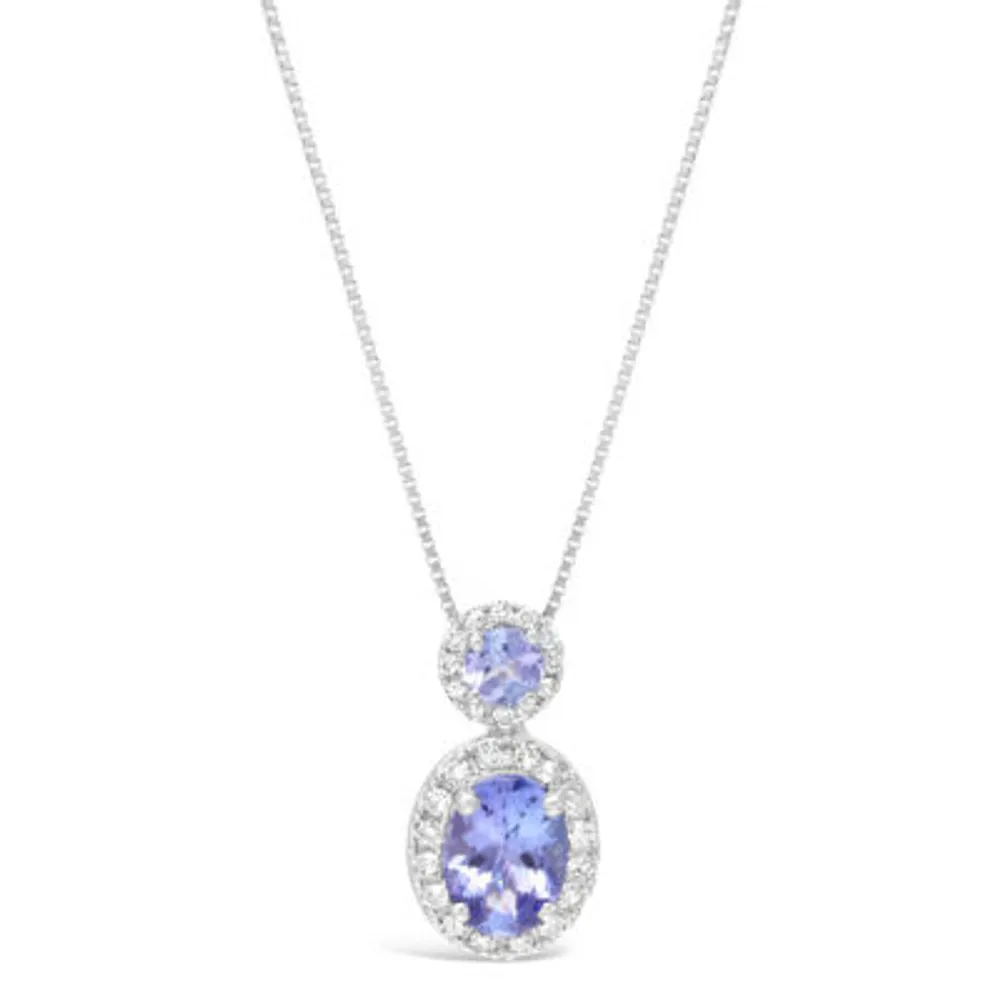 Womens 1/6 CT. T.W. Genuine Blue Tanzanite 10K White Gold Pendant Necklace