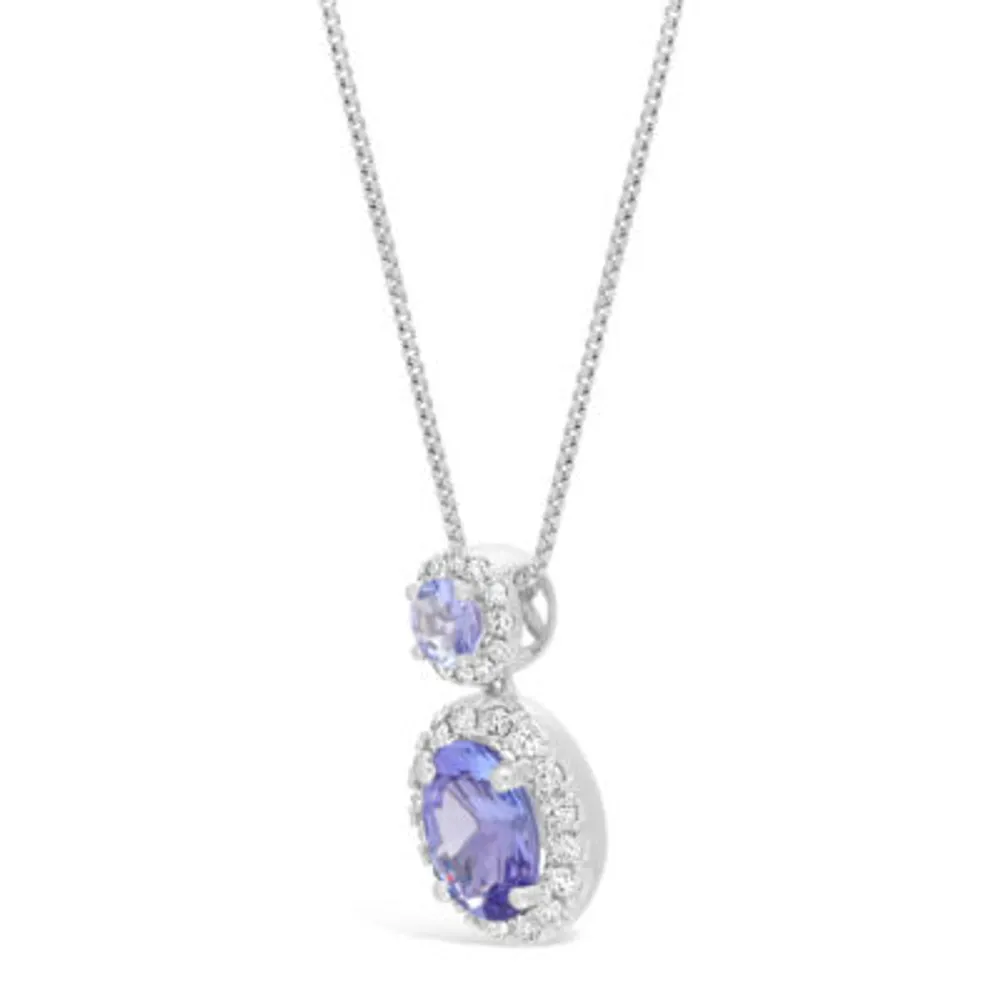 Womens 1/6 CT. T.W. Genuine Blue Tanzanite 10K White Gold Pendant Necklace